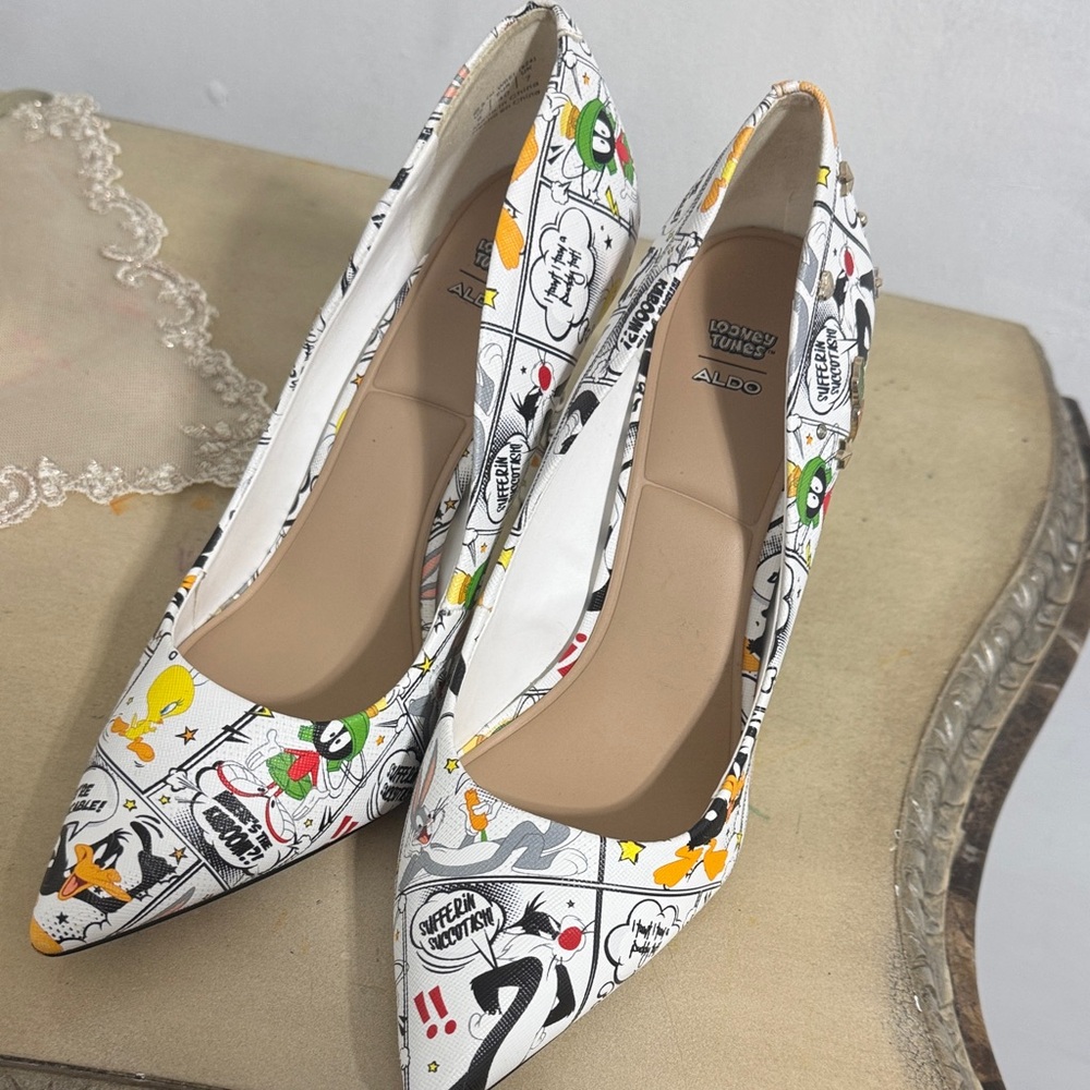 Aldo Women's Graphic Print Heels - White and Multicolor